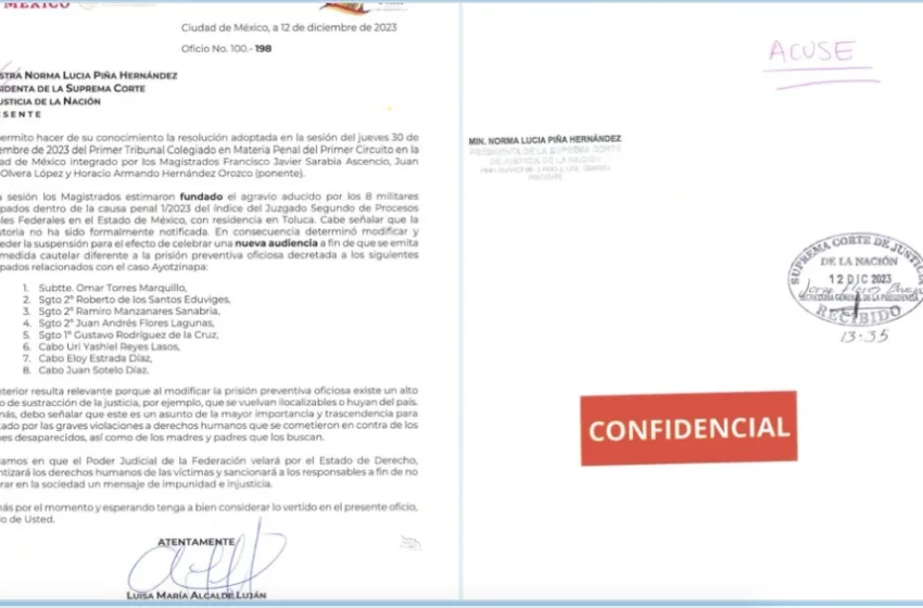  Segob exhibe carta donde advirtió a la SCJN de la liberación de militares del caso Ayotzinapa