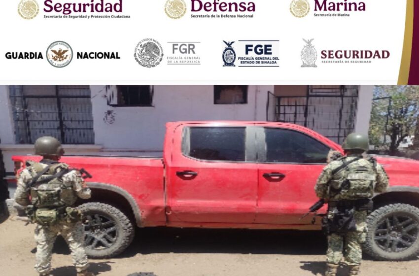  Grupo Interinstitucional asegura camioneta con armas, municiones y equipo táctico en Mazatlán