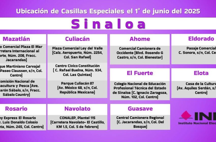  Instalarán casillas especiales en nueve municipios de Sinaloa para el Proceso Electoral Extraordinario 2024-2025