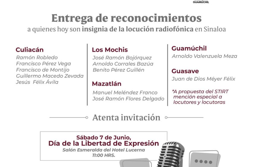  Reconocerá Gobierno del Estado a 12 locutores insignia de la radiodifusión sinaloense el 7 de junio