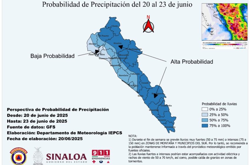 Alto pronóstico de lluvias durante fin de semana en el estado: Protección Civil Municipal